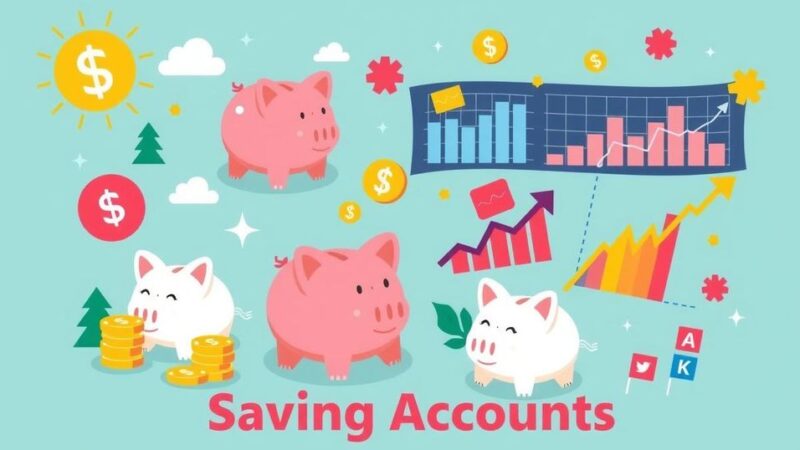 Графика 'Trump Savings Accounts' с финансовыми схемами для детей в декоративном стиле.