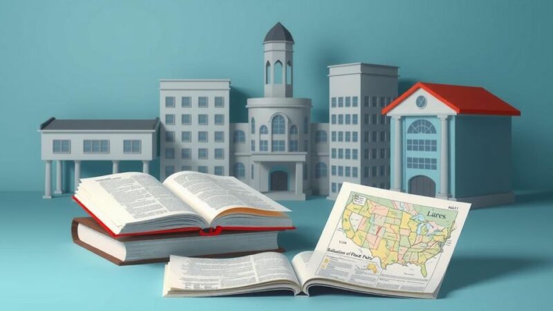 Образование в США: центры, книги, карты, символизирующие реформы и приоритеты администрации Трампа.